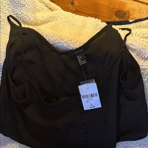 Forever 21 Black Button-Front Spaghetti Strap Top